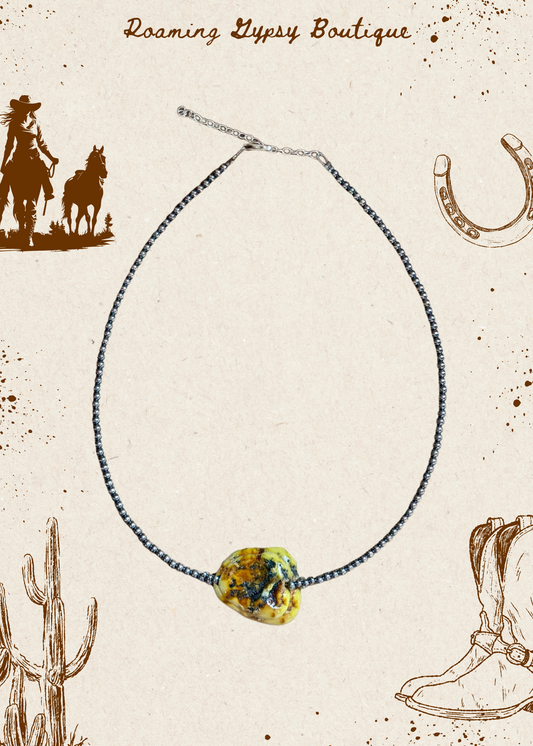 3mm Sterling Silver Pearl & Palomino Variscite Necklace