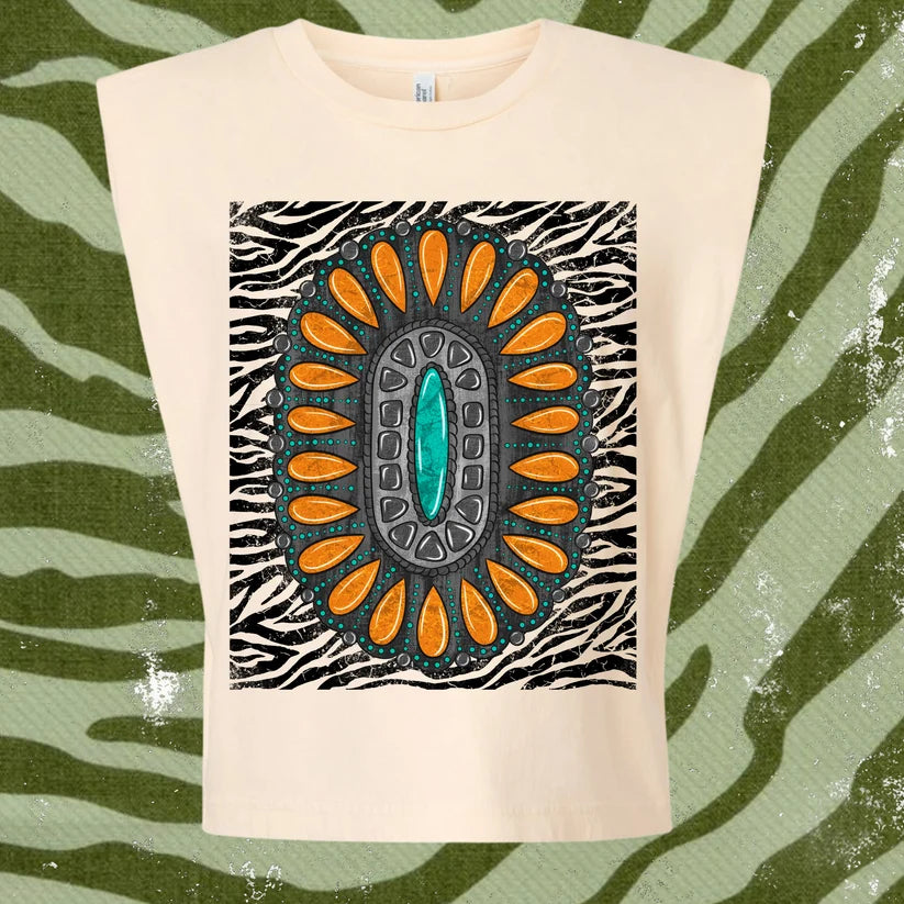 Zebra Turquoise Muscle Tee