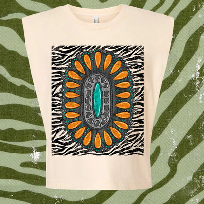 Zebra Turquoise Muscle Tee