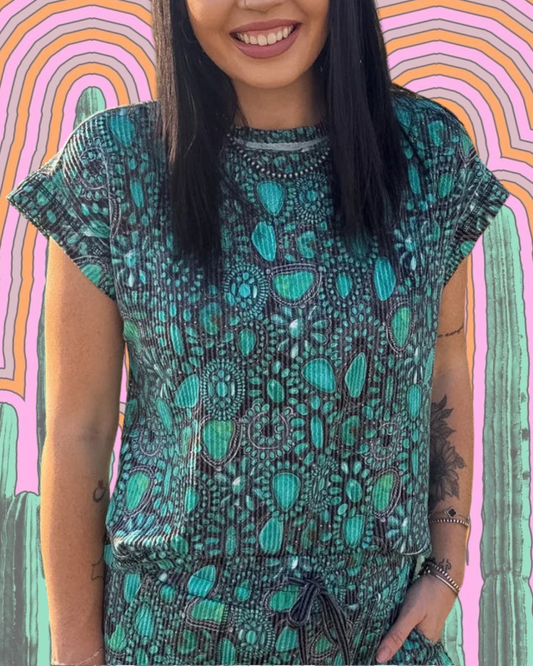 Cowgirl Turquoise Cluster Top