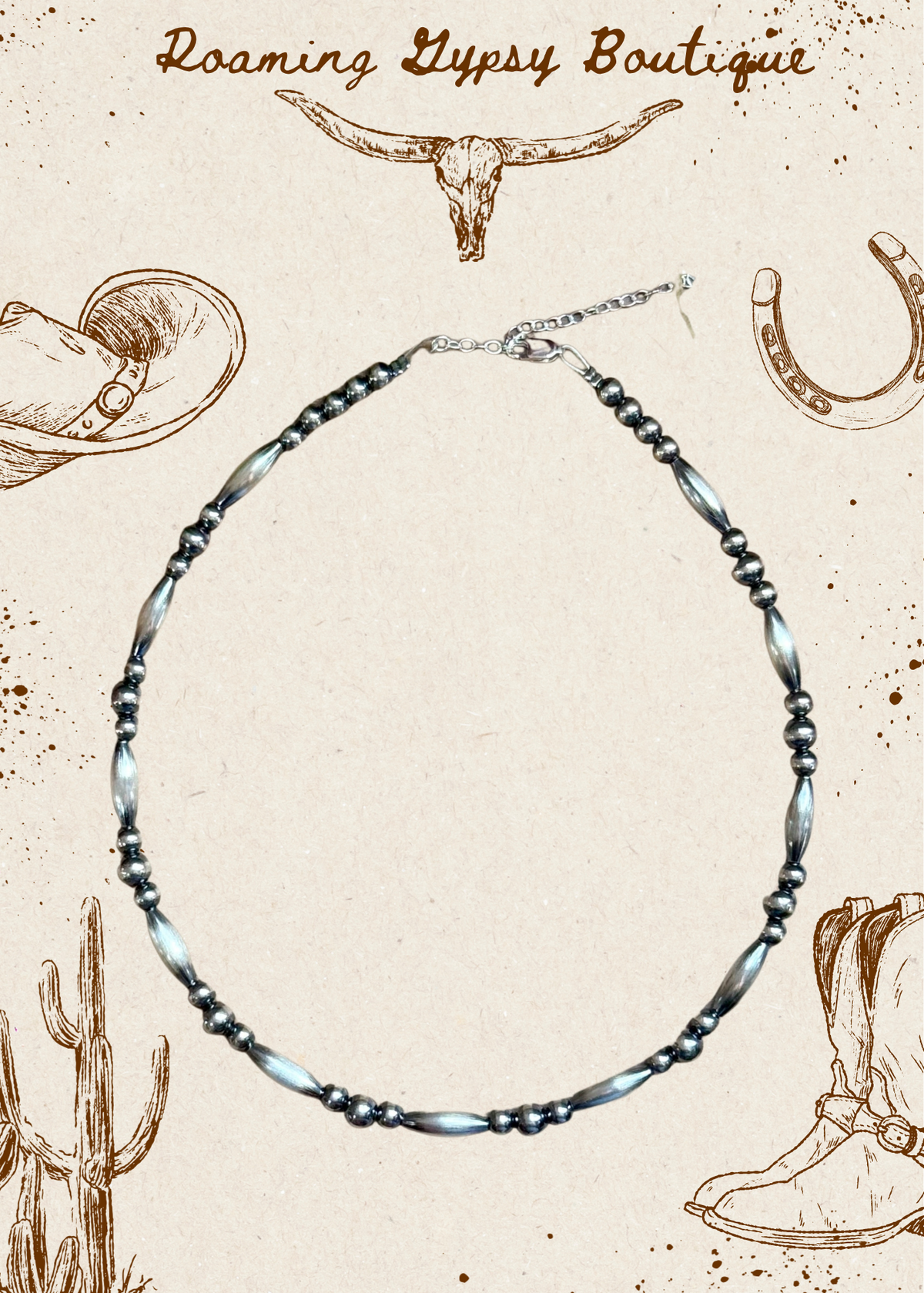 15” Torpedo Bead Necklace – Sterling Silver