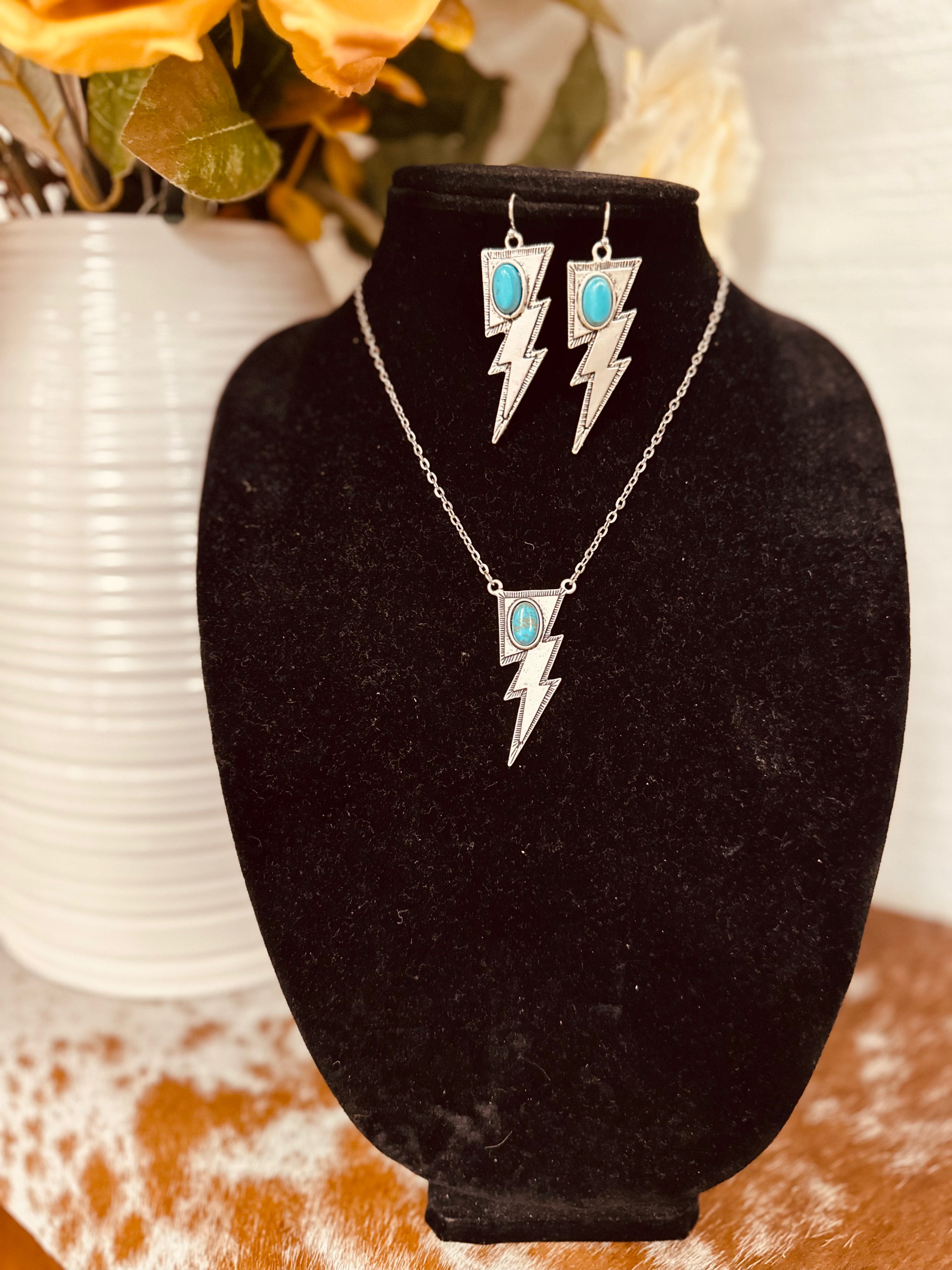 True Truq Bolt Necklace & Earring Set