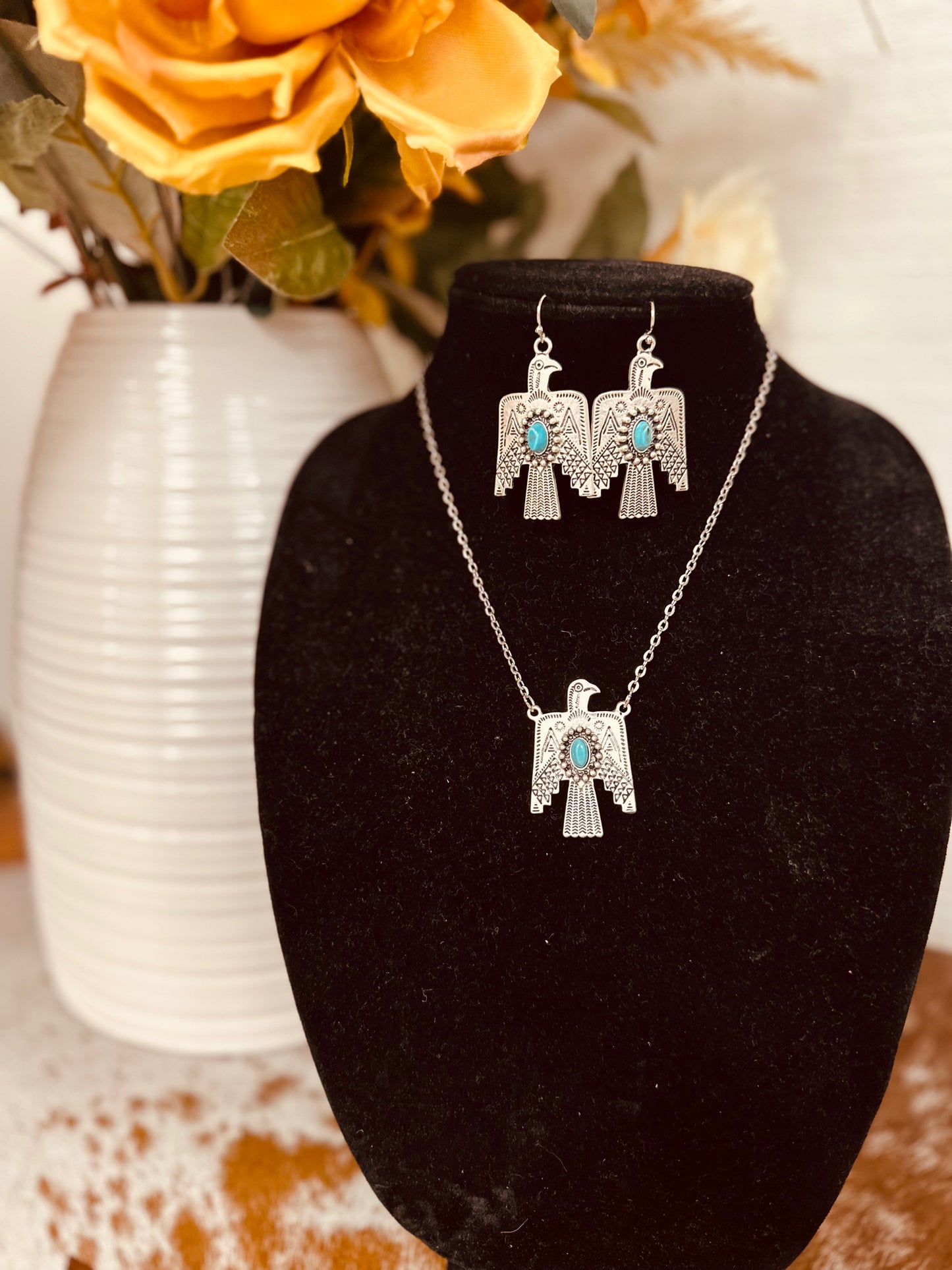 Thunderbird Truq Turq Necklace & Earring Set