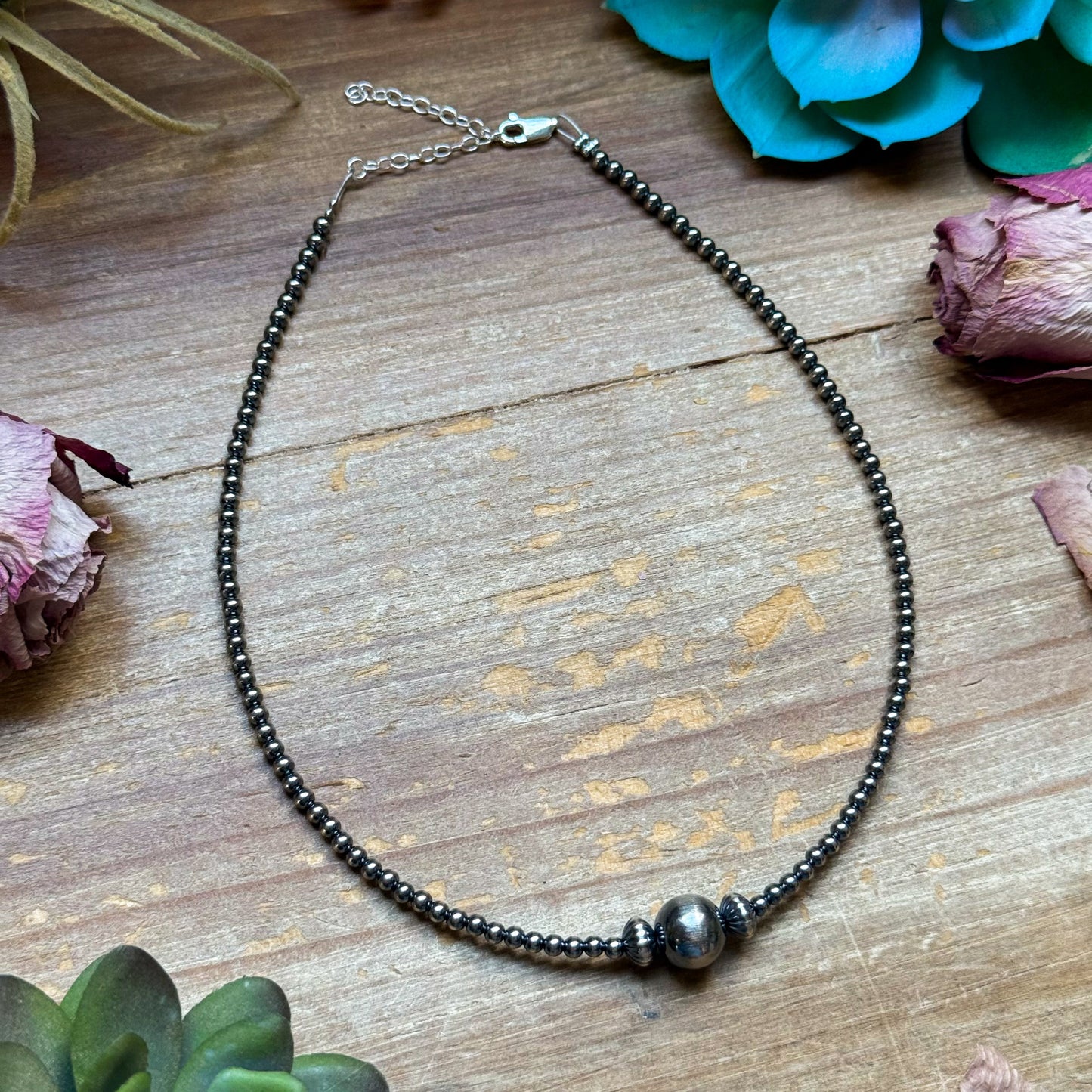 10mm In The Middle 3mm Sterling Silver - 14"