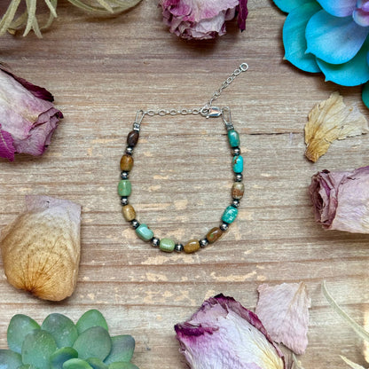 Polish turquoise and Sterling Silver Pearls Bracelet