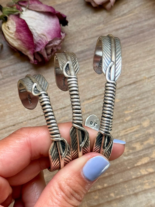 Sterling Silver Hudson Feather Cuff – Fits 5.5” Wrist – Handmade by Artist Jason Ogg