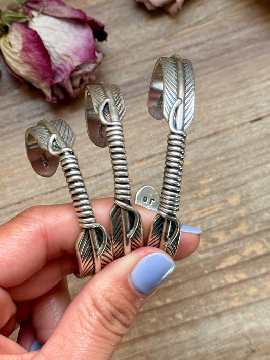 Sterling Silver Hudson Feather Cuff – Fits 7.5” Wrist – Handmade by Artist Jason Ogg