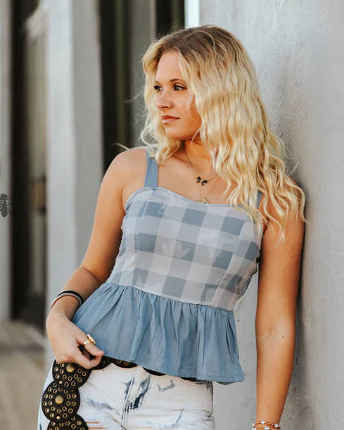 Blue Denim Cowboy Tank Top | Festival Ready Tank Top | Western Tank Top