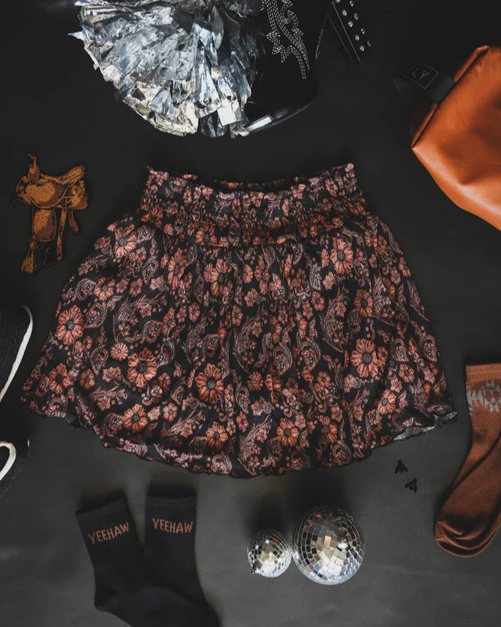 Floral Boho Smocked Skort