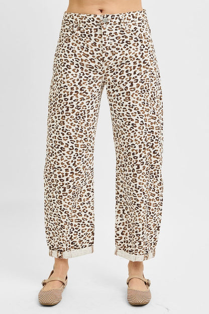 Leopard & Cream Barrel Jean