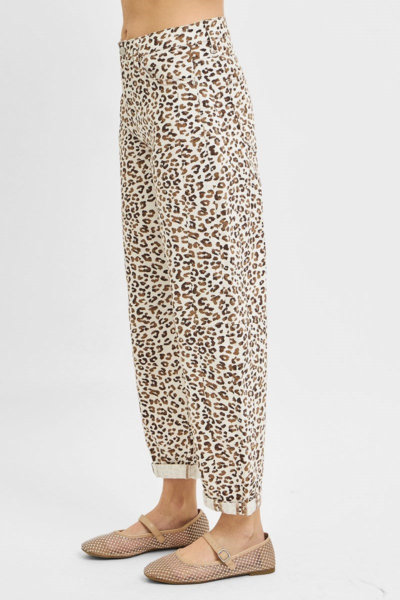 Leopard & Cream Barrel Jean