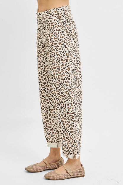Leopard & Cream Barrel Jean