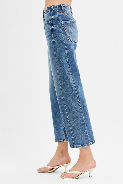Barrel Snap Waist Risen Jeans