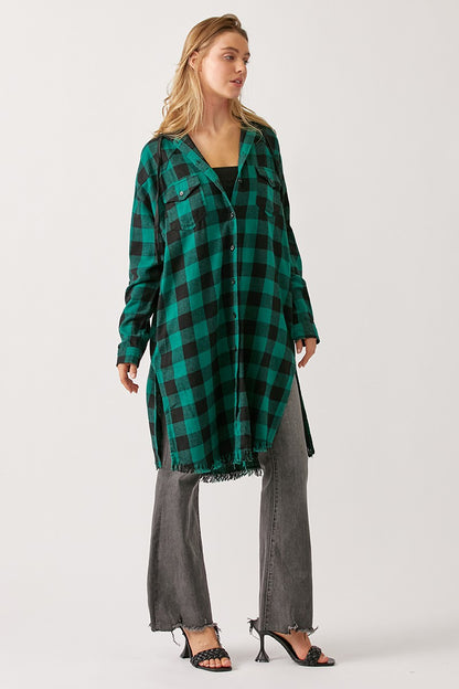Gypsy Fresh Plaid Hooded Shacket