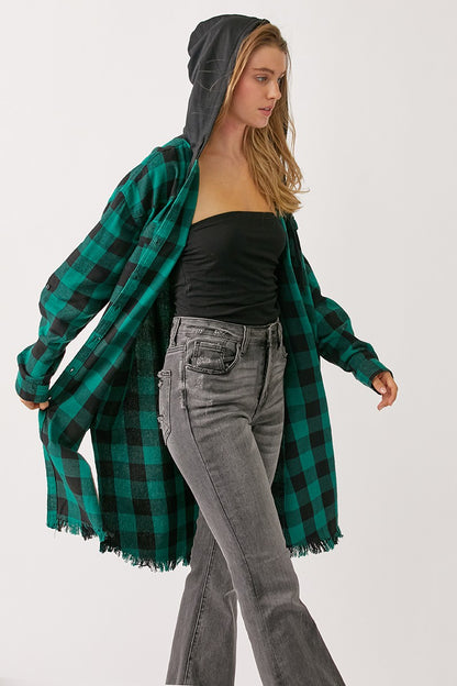 Gypsy Fresh Plaid Hooded Shacket