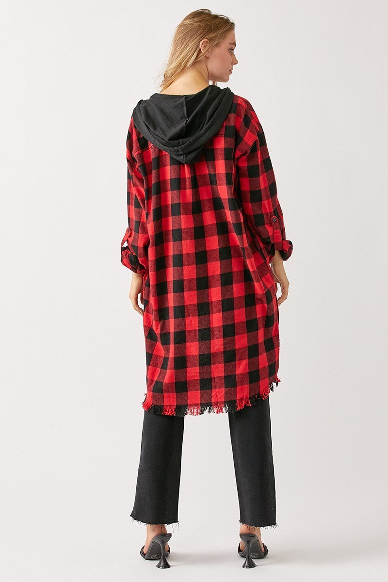 Gypsy Fresh Plaid Hooded Shacket