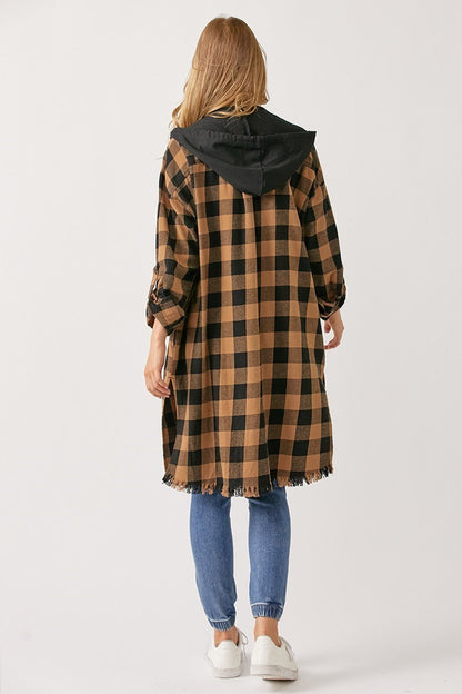 Gypsy Fresh Plaid Hooded Shacket