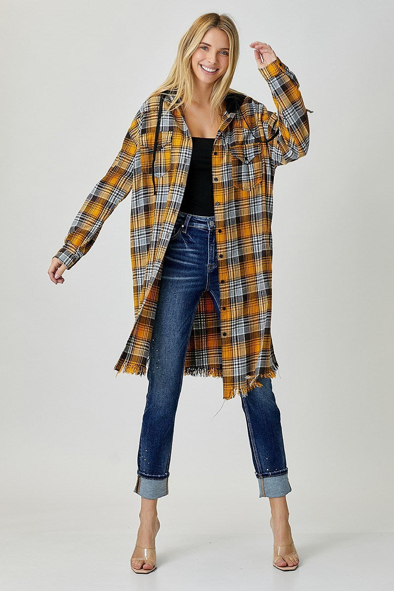 Gypsy Fresh Plaid Hooded Shacket