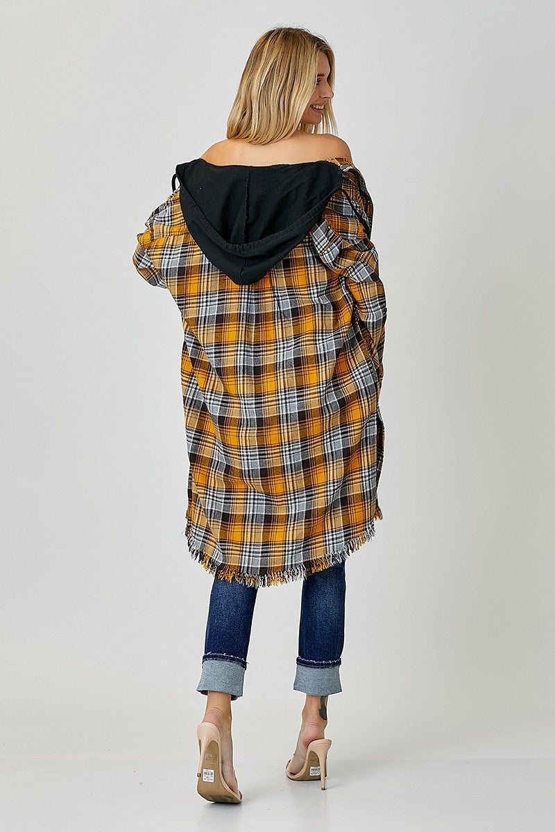 Gypsy Fresh Plaid Hooded Shacket