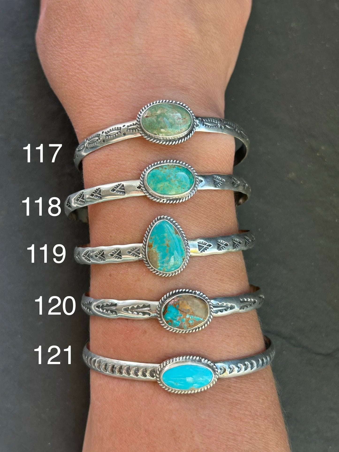 120 Sterling Silver Easter Blue Turquoise Stamped Stacking Cuff by Jason Ogg