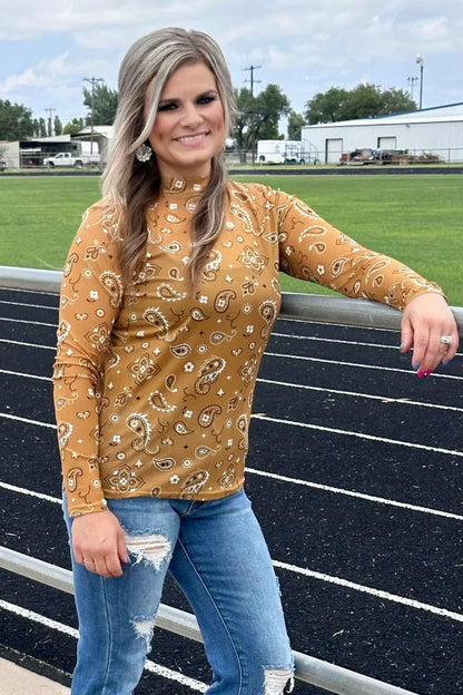 Sunset Paisley Mesh Top
