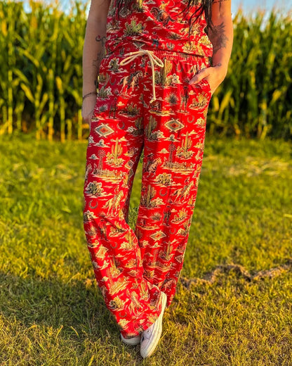 red rodeo print pants for sale