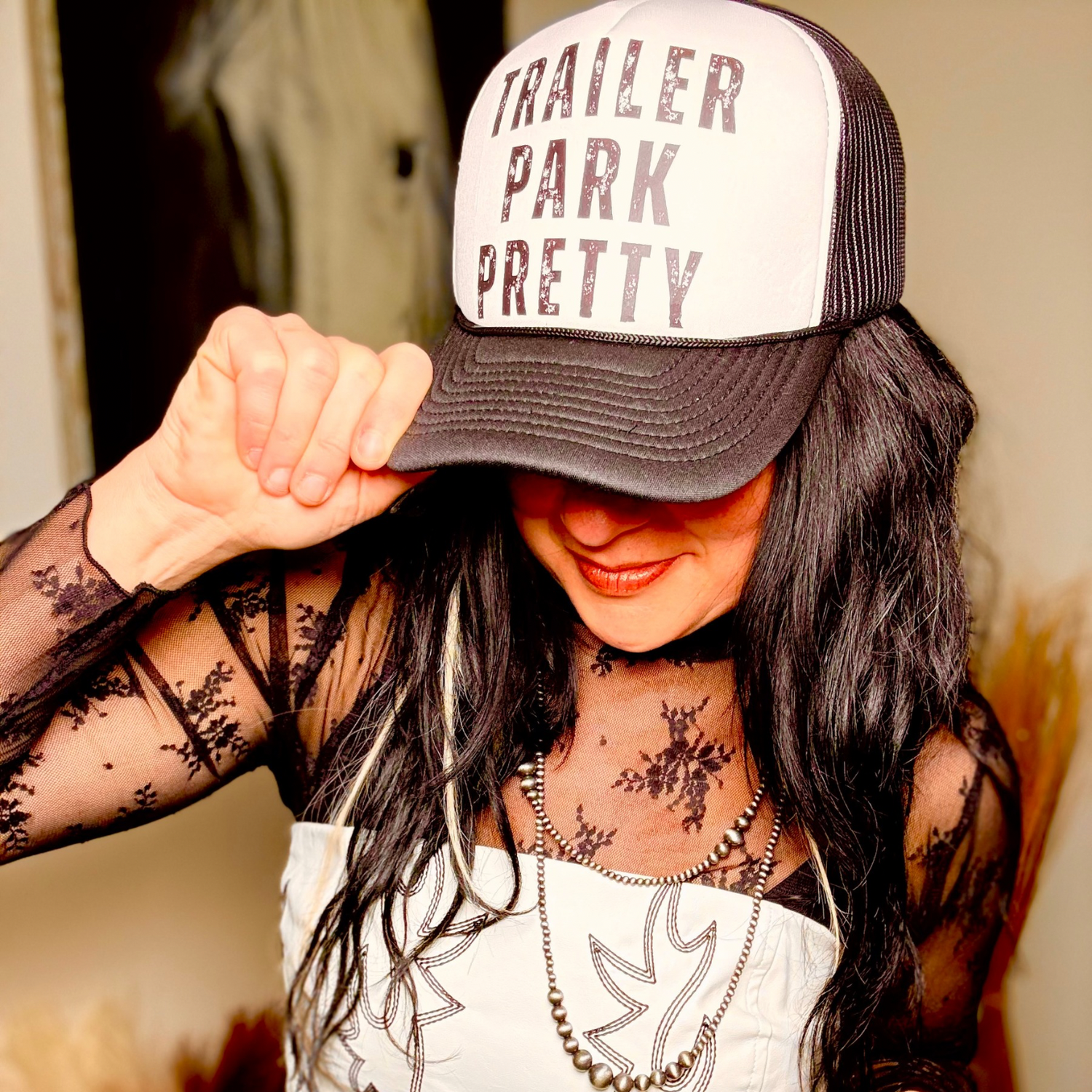 Trailer Park Pretty Trucker Hat | Fun Trucker Hats | Snap Back Ball Caps