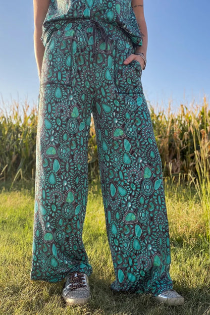 Turquoise Lover Ribbed Pants