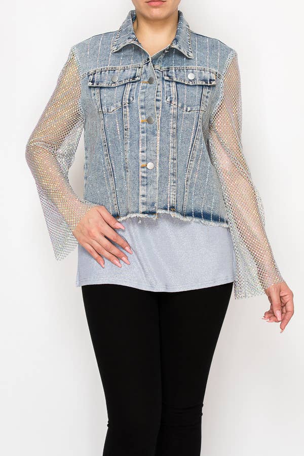 Rhinestone Gypsy Groove Jacket - Denim