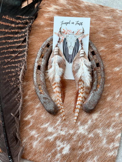 Round Up Feather Earrings | Rose Gold w/ Feathers