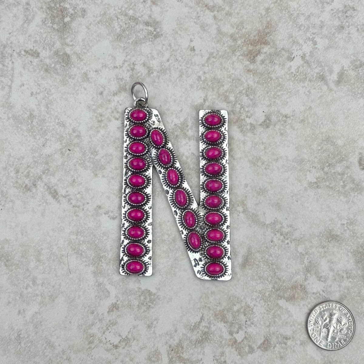 Western Faux Turquoise Initial Pendant