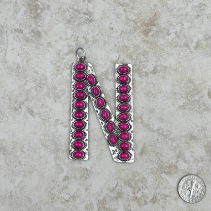 Western Faux Turquoise Initial Pendant