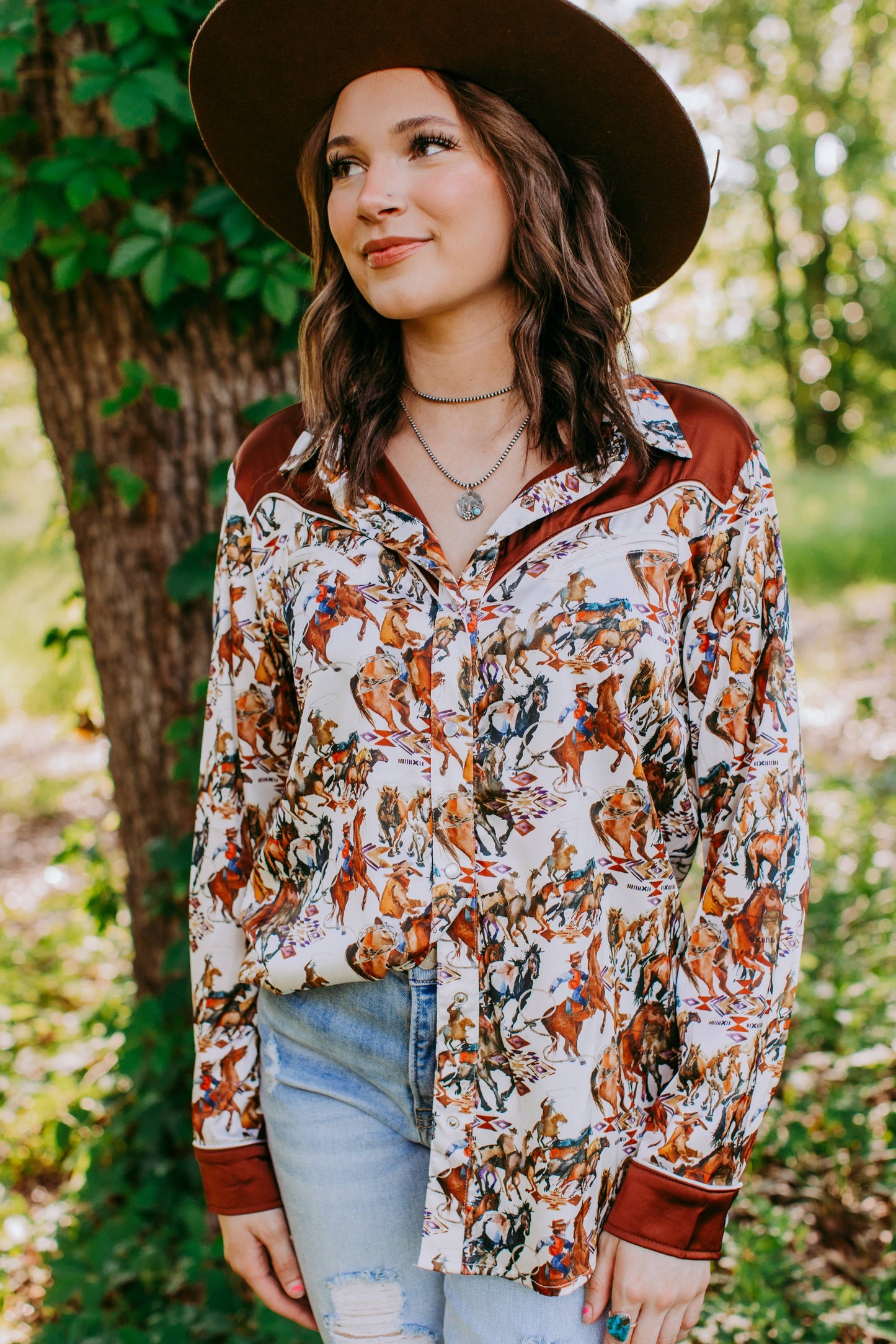 Anne Oakley Satin Yolk Top