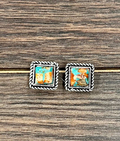 10mm Square Multi Stud Earrings