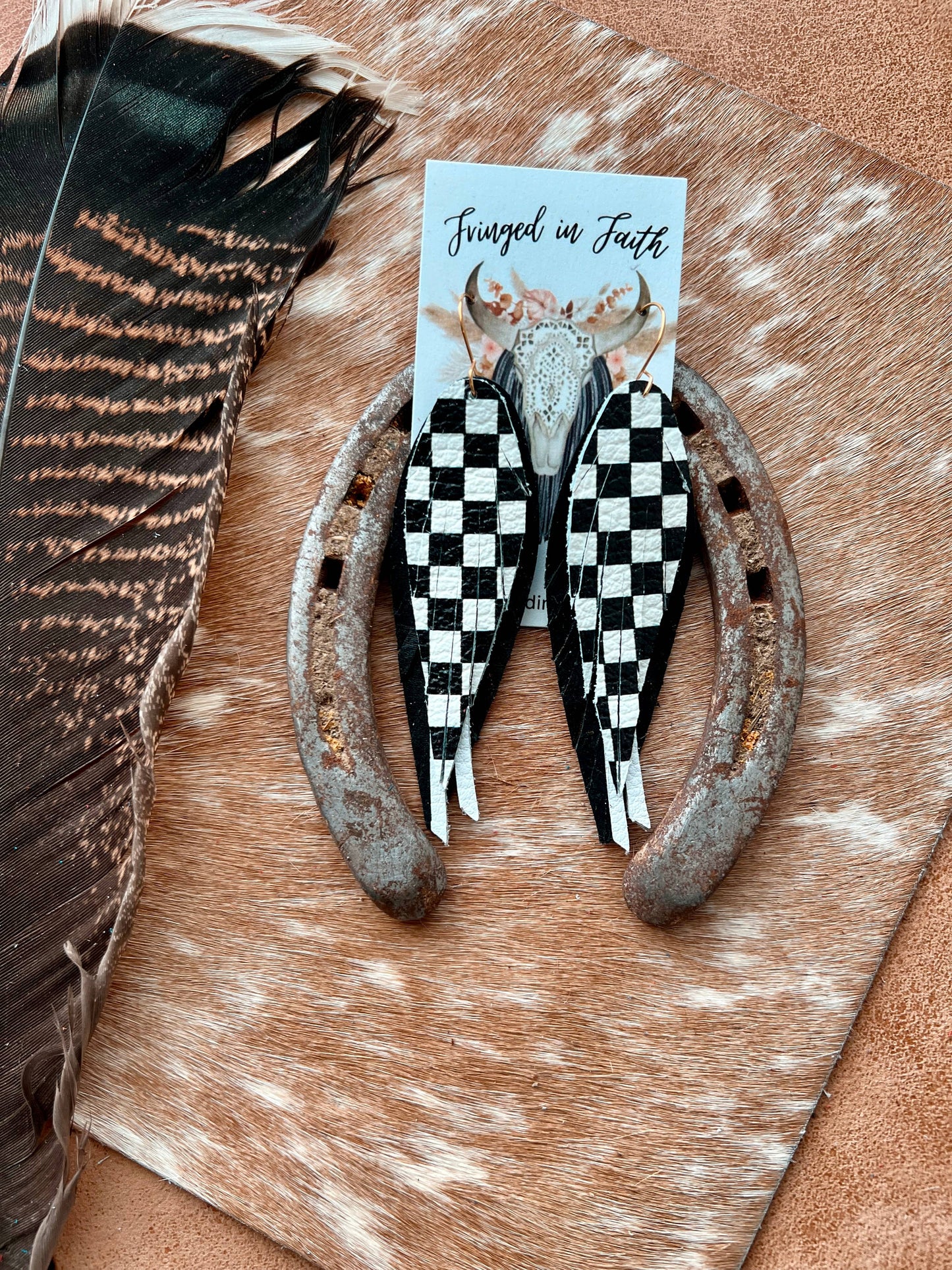 Checkered Fringe | Black Earrings