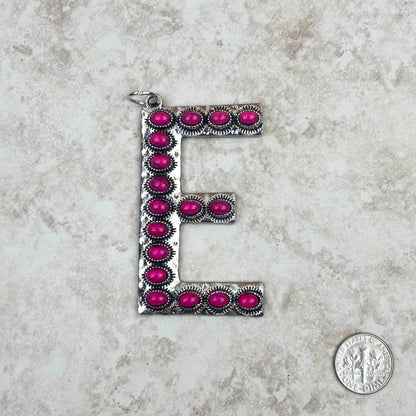 Western Faux Turquoise Initial Pendant
