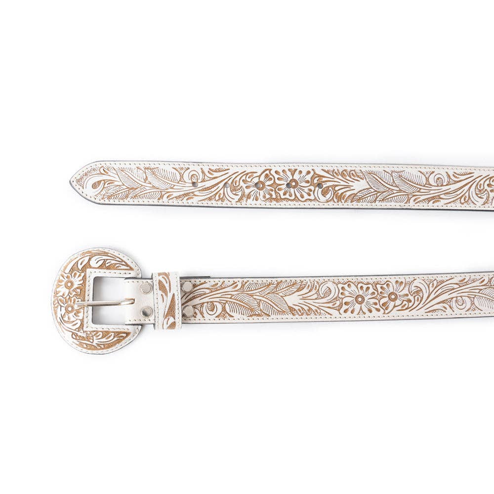 Bronc Ready Tooled Leather Belt