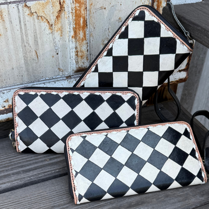 Avenue Checkered Leather Wallet