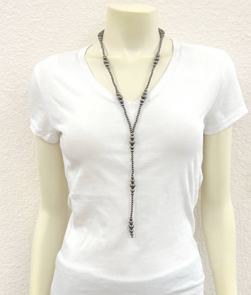 31" Clustered Polish Bead Tassel Necklace