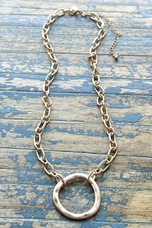 Golden Hoop Ring Boho Necklace