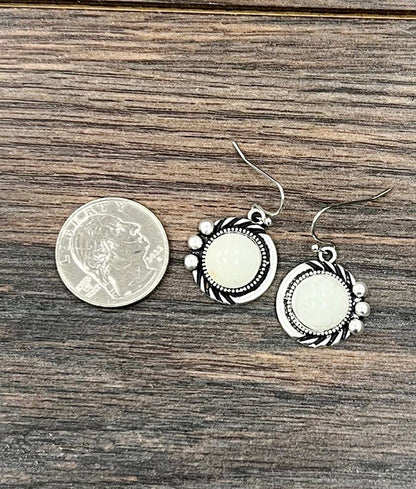 12mm White Rounds Earrings