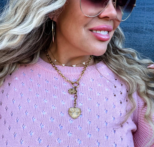 Amour Link Charm Necklace - Roaming Gypsy Boutique