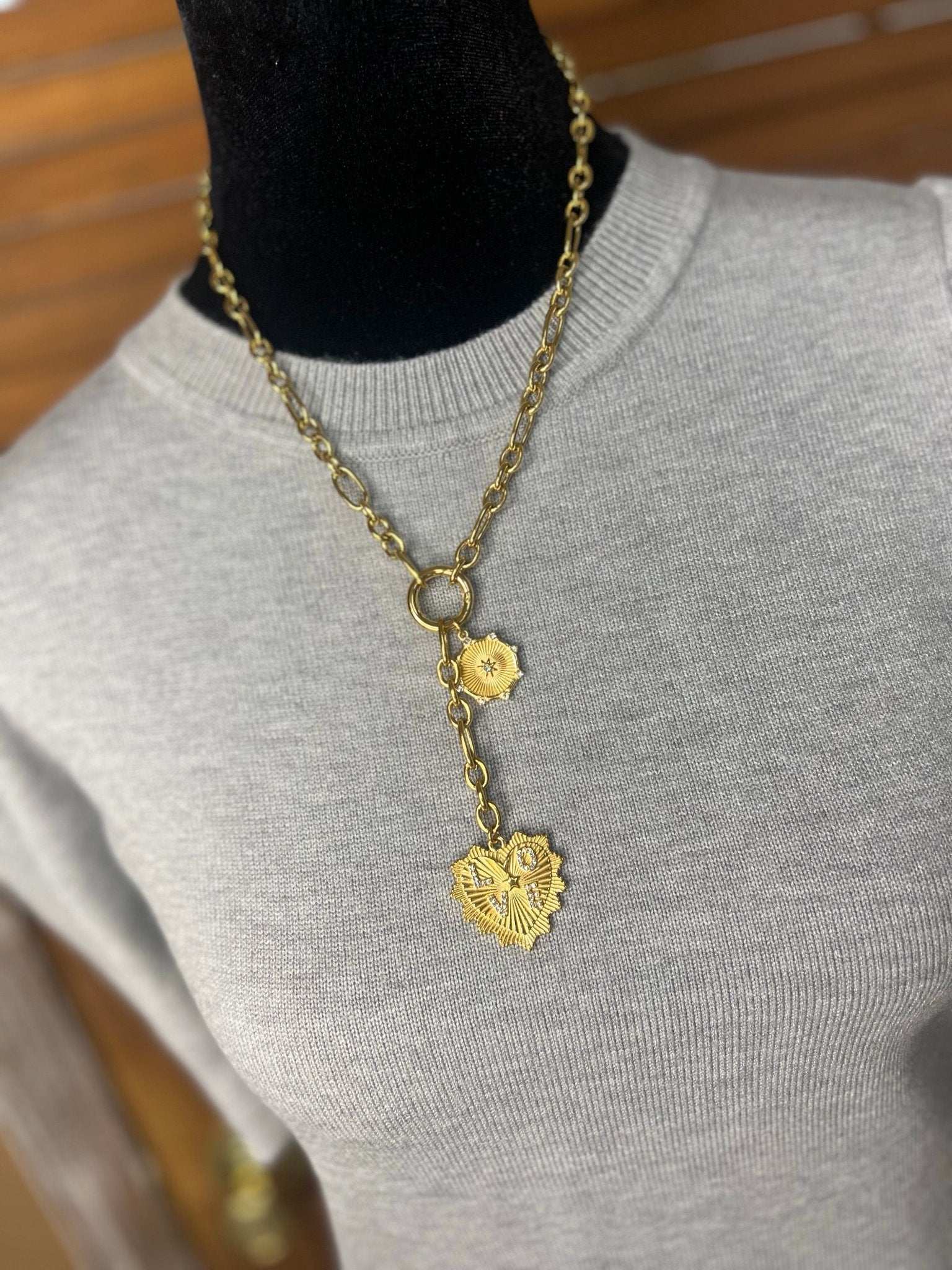 Amour Link Charm Necklace - Roaming Gypsy Boutique