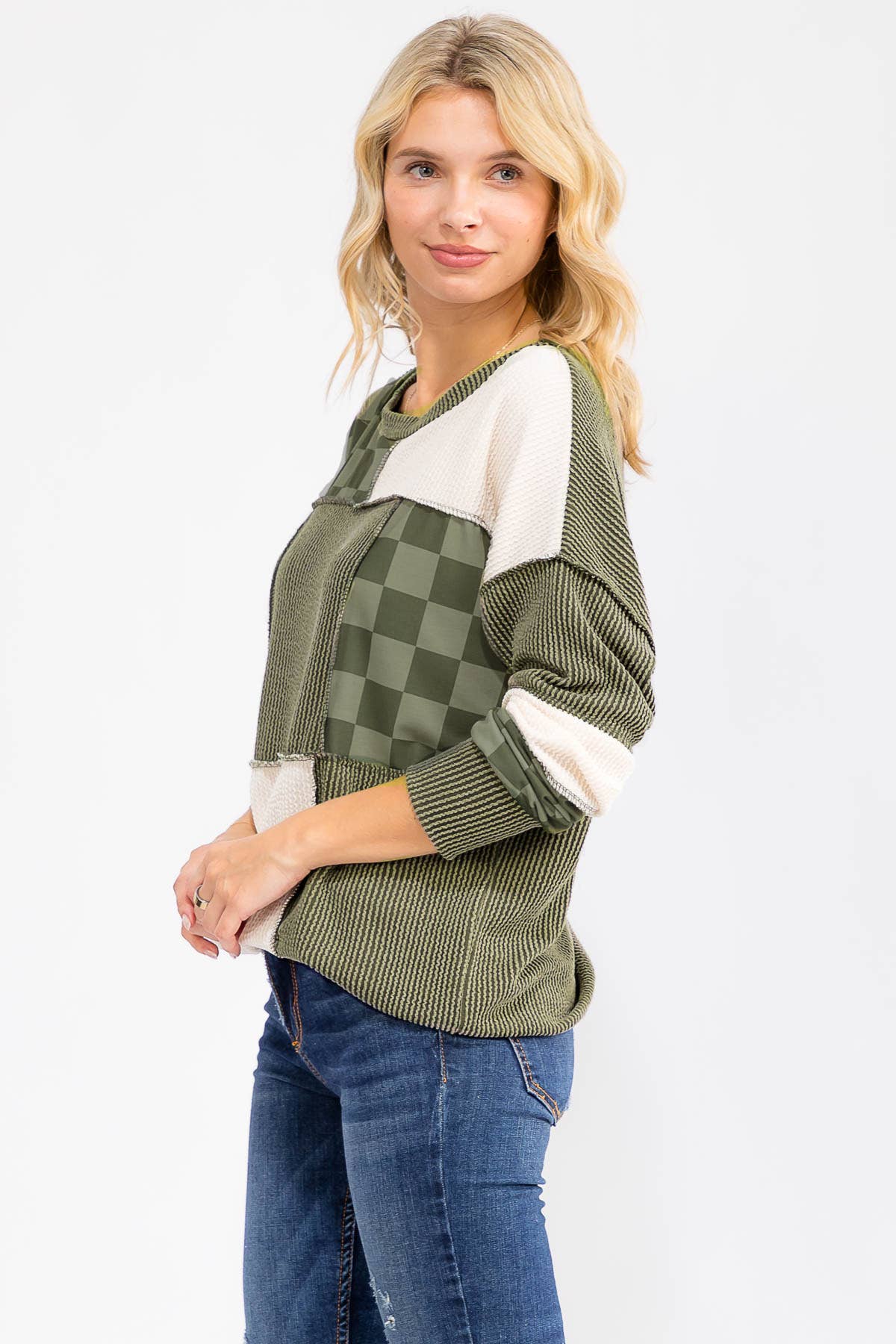 Patch & Check Ribbed Top