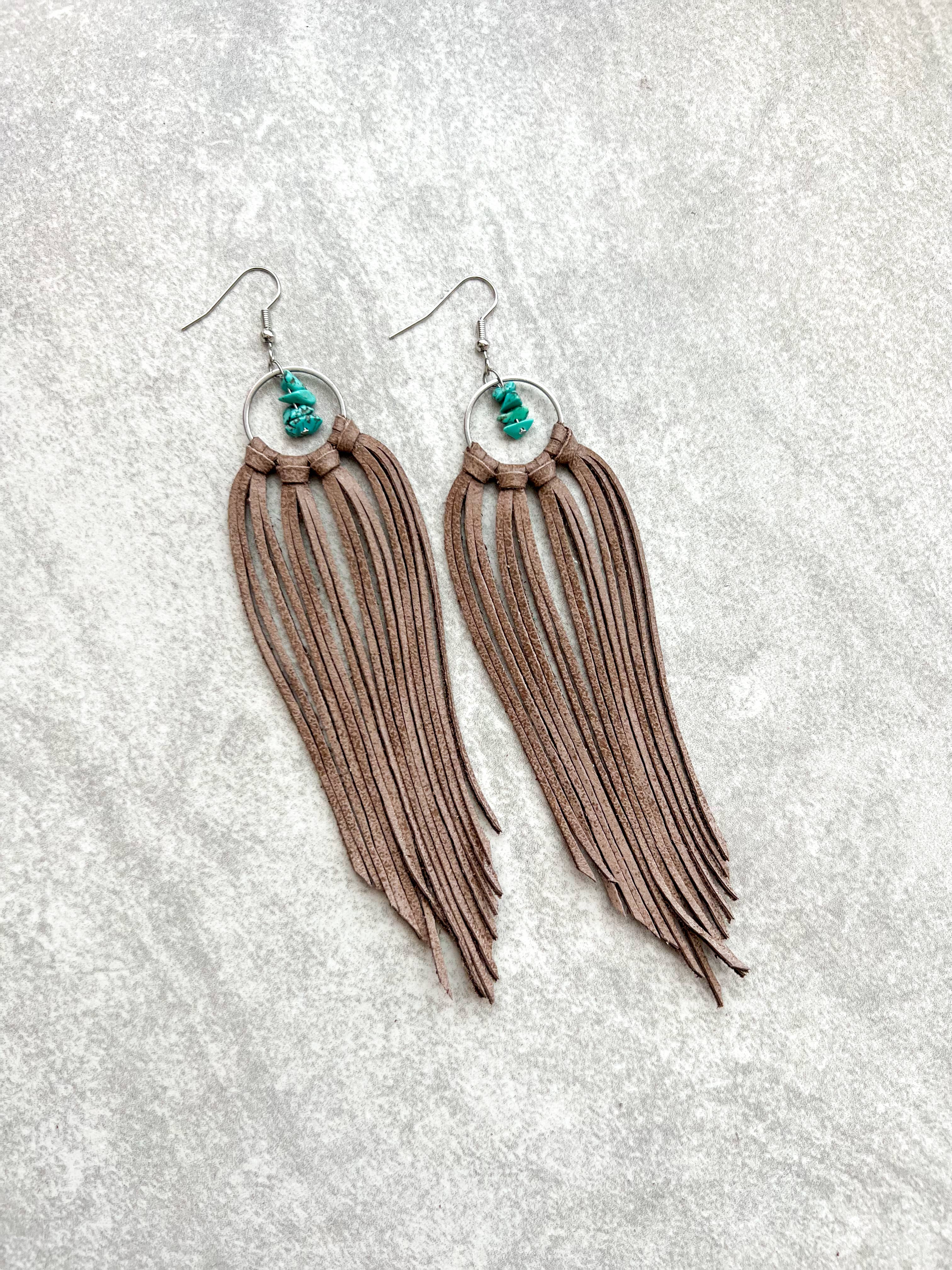 Bozeman Fringe Earrings w/ Turquoise Beads