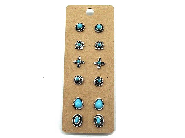 6 Pc. Western Earring Sets