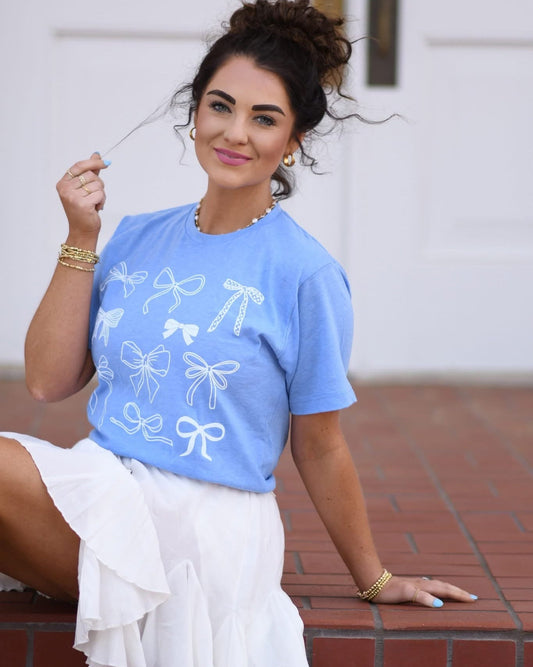 Baby Blue & Bows Tee - Roaming Gypsy Boutique