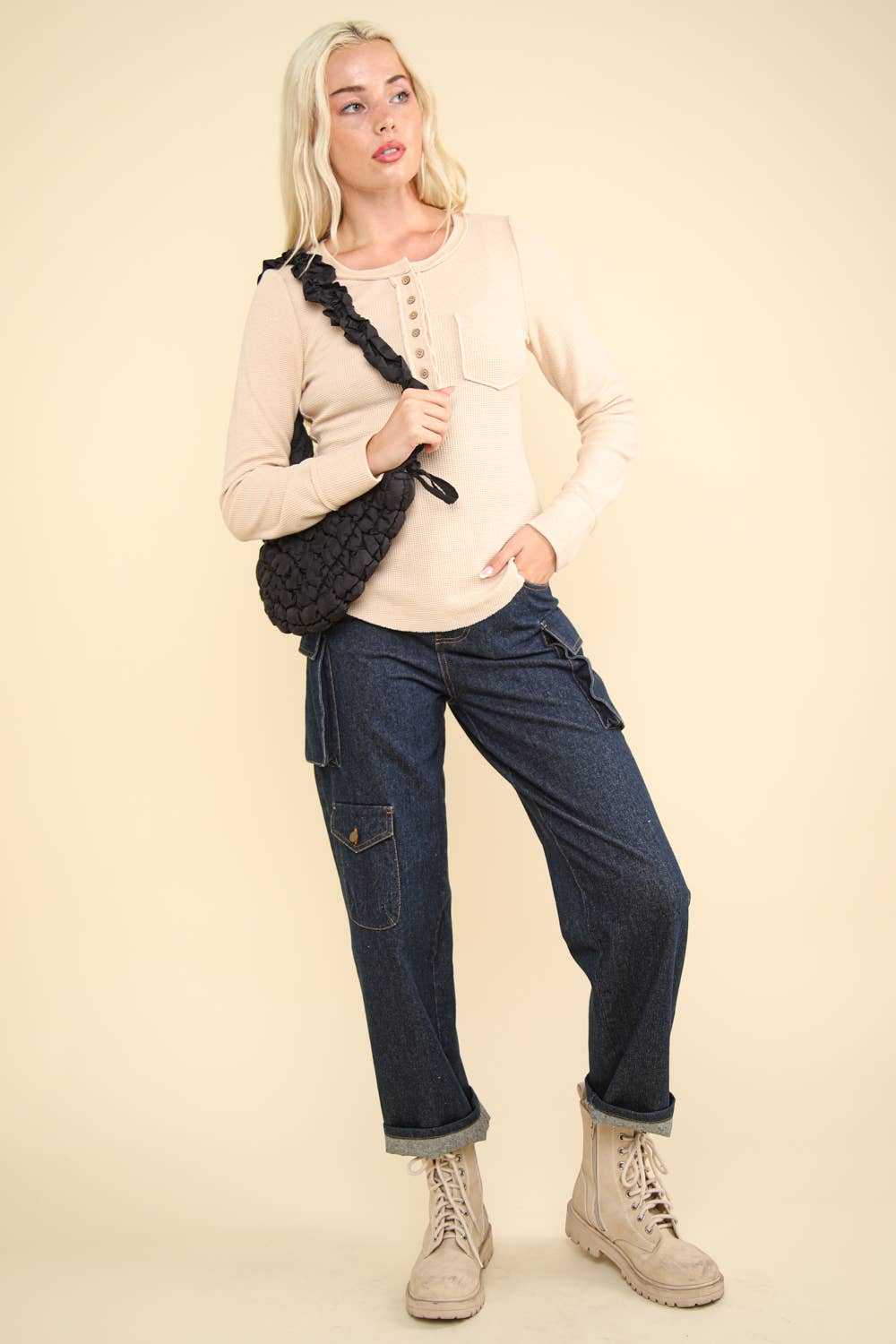 Baby Waffle Henley Top - Roaming Gypsy Boutique