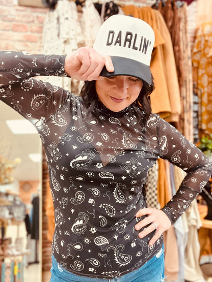 Bandana Babe Mesh Top - Black - Roaming Gypsy Boutique