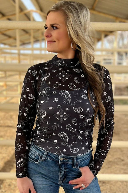 Bandana Babe Mesh Top - Black - Roaming Gypsy Boutique